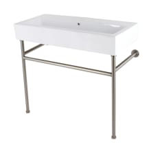 New Haven 39-3/8" Rectangular Ceramic, Stainless Steel Console Bathroom Sink with Overflow