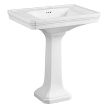 Imperial 29-15/16" Rectangular Ceramic Pedestal Sink with Overflow and 3 Faucet Holes at 8" Centers
