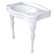 Imperial 31-7/8" Oval Ceramic Wall Mounted Bathroom Console with Legs and 3 Faucet Holes at 4" Centers