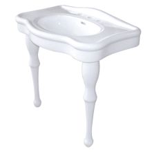 Imperial 31-7/8" Oval Ceramic Wall Mounted Bathroom Console with Legs and 3 Faucet Holes at 8" Centers