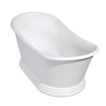 Arcticstone 67" Pedestal Solid Surface Soaking Tub with Center Drain, Drain Assembly, and Overflow