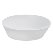 Arcticstone 66" Free Standing Solid Surface Soaking Tub with Center Drain Assembly and Overflow