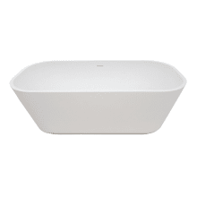 Arcticstone 65" Free Standing Solid Surface Soaking Tub with Center Drain Assembly and Overflow
