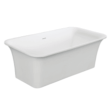Arcticstone 67" Free Standing Solid Surface Soaking Tub with Center Drain, Drain Assembly, and Overflow