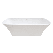 Arcticstone 67" Free Standing Solid Surface Soaking Tub with Center Drain Assembly and Overflow