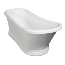 Arcticstone 68" Pedestal Solid Surface Soaking Tub with Center Drain, Drain Assembly, and Overflow