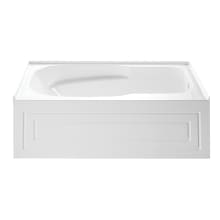 Oriel 60" Three Wall Alcove Acrylic Soaking Tub with Right Drain, and Overflow