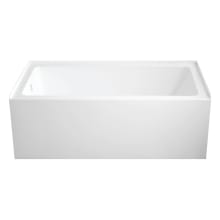 Oriel 60" Three Wall Alcove Acrylic Soaking Tub with Left Drain and Overflow