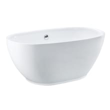 Aqua Eden 55" Free Standing Acrylic Soaking Tub with Rear Drain, Drain Assembly, and Overflow