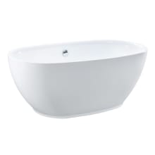 Aqua Eden 59" Free Standing Acrylic Soaking Tub with Rear Drain, Drain Assembly, and Overflow