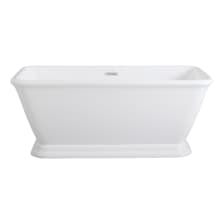 60" Pedestal Acrylic Soaking Tub with Center Drain Assembly and Overflow