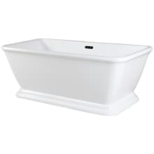 Aqua Eden 71" Free Standing Acrylic Rectangular Soaking Tub with Center Drain, Drain Assembly, and Overflow