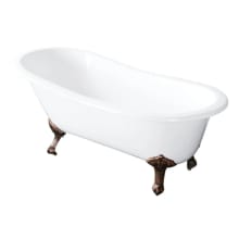 Tazatina 54" Clawfoot Cast Iron Soaking Tub with Reversible Drain, and Overflow
