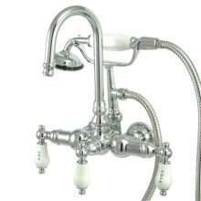 Vintage Wall Mounted Clawfoot Tub Filler Trim and Built-In Diverter - Includes Personal Hand Shower