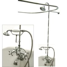 Vintage Leg Tub Kit with Faucet Body, Metal Cross Handles, Personal Hand Shower, Shower Ring, Shower Head, Drain and Overflow