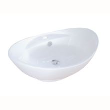 Harmon 22-3/4" Oval Vitreous China Vessel Sink with Single Faucet Hole, Overflow Hole Less Drain Assembly
