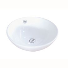 15-3/4" Round Vitreous China Vessel Sink with Overflow Hole Less Drain