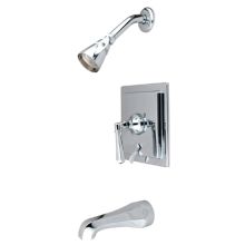 Tub and Shower Trim with Single Function Shower Head, Metal Lever Handle and Valve