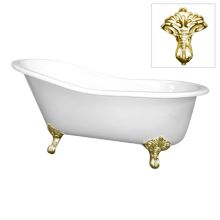 Edwardian 61" Cast Iron Clawfoot Tub with Feet, Anti Skid Bottom and Pre-Drilled Faucet, Drain and Overflow Hole