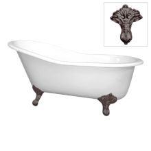Edwardian 61" Cast Iron Clawfoot Tub with Feet, Anti Skid Bottom and Pre-Drilled Faucet, Drain and Overflow Hole