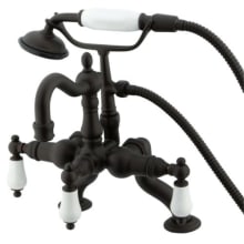 Deck Mounted Tub Filler With Metal Lever Handles and Built-In Diverter - Includes Personal Hand Shower