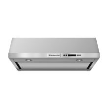 600 CFM 30 Inch Wide Stainless Steel Under Cabinet Range Hood with Built-In Blower and Four-Speed Electronic Controls