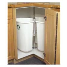 Rotating Center Mount 3 Bin Trash Can System for Base Corner Cabinets - 32 Quart Capacity