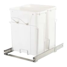 Bottom Mount Double Bin Trash Can with Full Extension Slides for 15" Cabinets - 20 Quart Capacity