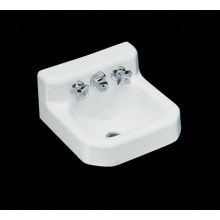 Trailer 10" Cast Iron Wall Mounted Bathroom Sink with 3 Holes Drilled and Overflow