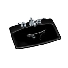 Man's Lav 24" Cast Iron Drop In Bathroom Sink with 3 Holes Drilled and Overflow