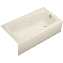 Mendota Collection 60" Three Wall Alcove Jetted Whirlpool Bath Tub with Right Side Drain