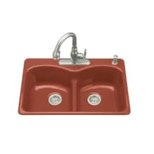 Langlade 33" Double Basin Top-Mount Enameled Cast-Iron Kitchen Sink with Smart Divide