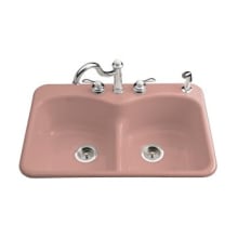 Langlade 33" Double Basin Top-Mount Enameled Cast-Iron Kitchen Sink with Smart Divide