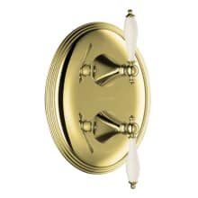 Finial Double Handle Thermostatic Valve Trim Only with Porcelain Lever Handles