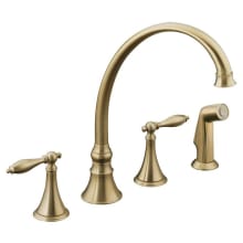 Double Handle Kitchen Faucet with Metal Traditional Lever Handles and Sidespray from the Finial Series