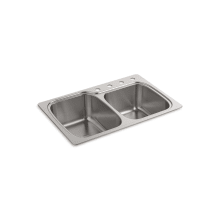 Verse 33" Double Basin 18-Gauge Stainless Steel Kitchen Sink for Universal Installation with 4 Faucet Holes