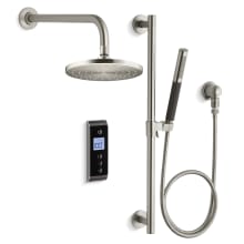 DTV Complete Thermostatic Shower System with Digital Interface, Rain Shower Head and Multi Function Handshower with Valve Included