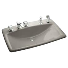 Man's Lav 28" Drop-In Cast Iron Bathroom Sink Pre-Drilled for 8" Widespread Faucet, Sidespray and Soap Dispenser