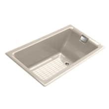 Tea-For-Two 66" Three Wall Alcove Cast Iron Soaking Tub with Left Drain and Overflow