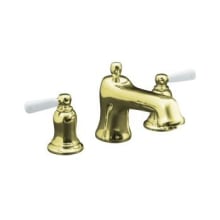 Double Handle Deck Mounted Roman Tub Filler Trim with White Ceramic Lever Handles from the Bancroft Collection