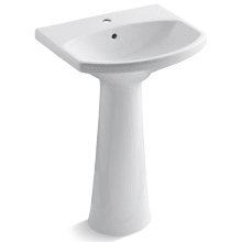 Cimarron 22-3//4" Pedestal Lavatory Sink with One Hole Drilled and Overflow