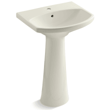 Cimarron 22-3//4" Pedestal Lavatory Sink with One Hole Drilled and Overflow