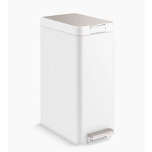 13 Gallon Stainless Steel Slim Step Trash Can with Bifold Lid