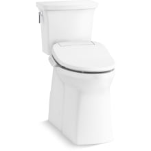 Corbelle Tall 1.28 GPF Two Piece Elongated Toilet With Left Hand Trip Lever and Skirted Trapway - Includes PureWash E525 Elongated Bidet Seat with Continuously Heated Water, Automatically UV Light Self-Cleaning Stainless Steel Wand, Front and Rear Wash Modes, Adjustable Water Temperature and Pressure, Quiet-Close, and Quick-Release Technologies