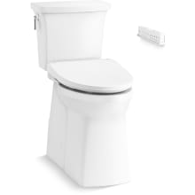 Corbelle Tall 1.28 GPF Two Piece Elongated Toilet With Left Hand Trip Lever and Skirted Trapway - Includes Irvine E915 Slim Elongated Bidet Toilet Seat With Remote Control