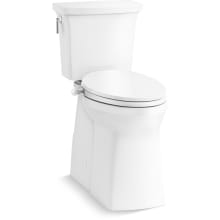 Corbelle Tall 1.28 GPF Two Piece Elongated Toilet With Left Hand Trip Lever and Skirted Trapway - Includes PureWash M300 Elongated Manual Bidet Toilet Seat with Adjustable Water Position and Pressure, Automatically Rinsing Self-Cleaning Wand, Quiet-Close, and Quick-Release Technologies