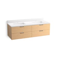 Maxstow 60" Wall Mounted Double Basin Vanity Set with Cabinet and Quartz Vanity Top