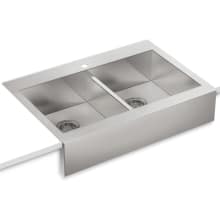 Vault 36" Double Basin Top-Mount 18-Gauge Stainless Steel Kitchen Sink with Self Trimming