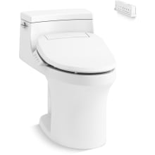 San Souci One-Piece Comfort Height Elongated Toilet with Concealed Trapway and Hidden Bidet Seat Cord Design - Includes PureWash E820 Bidet Seat Featuring Remote Control, Programmable User Presets, Heated Seat, Warm Air Dryer, Adjustable Water Temperature and Pressure, LED Night Light and Self-Cleaning Stainless Steel Wand