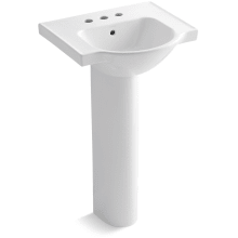 Veer 21" Vitreous China Pedestal Bathroom Sink with 3 faucet Holes and Overflow